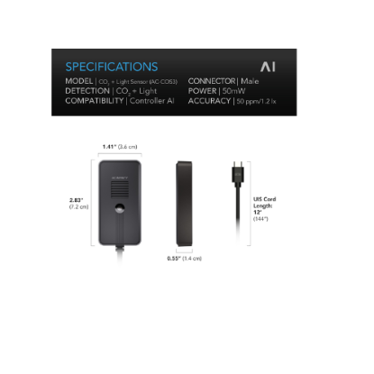 Picture of Co2 + Light Sensor for Controller AI+ CO2 Data Tracking, Optimised FAE, Day and Night Scheduling